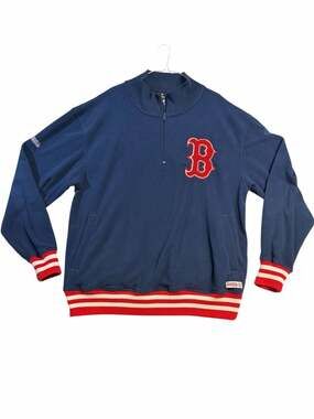 Boston Red Sox Stitches Athletic Gear Navy Blue 1/4 Zip Fleece Pullover XL